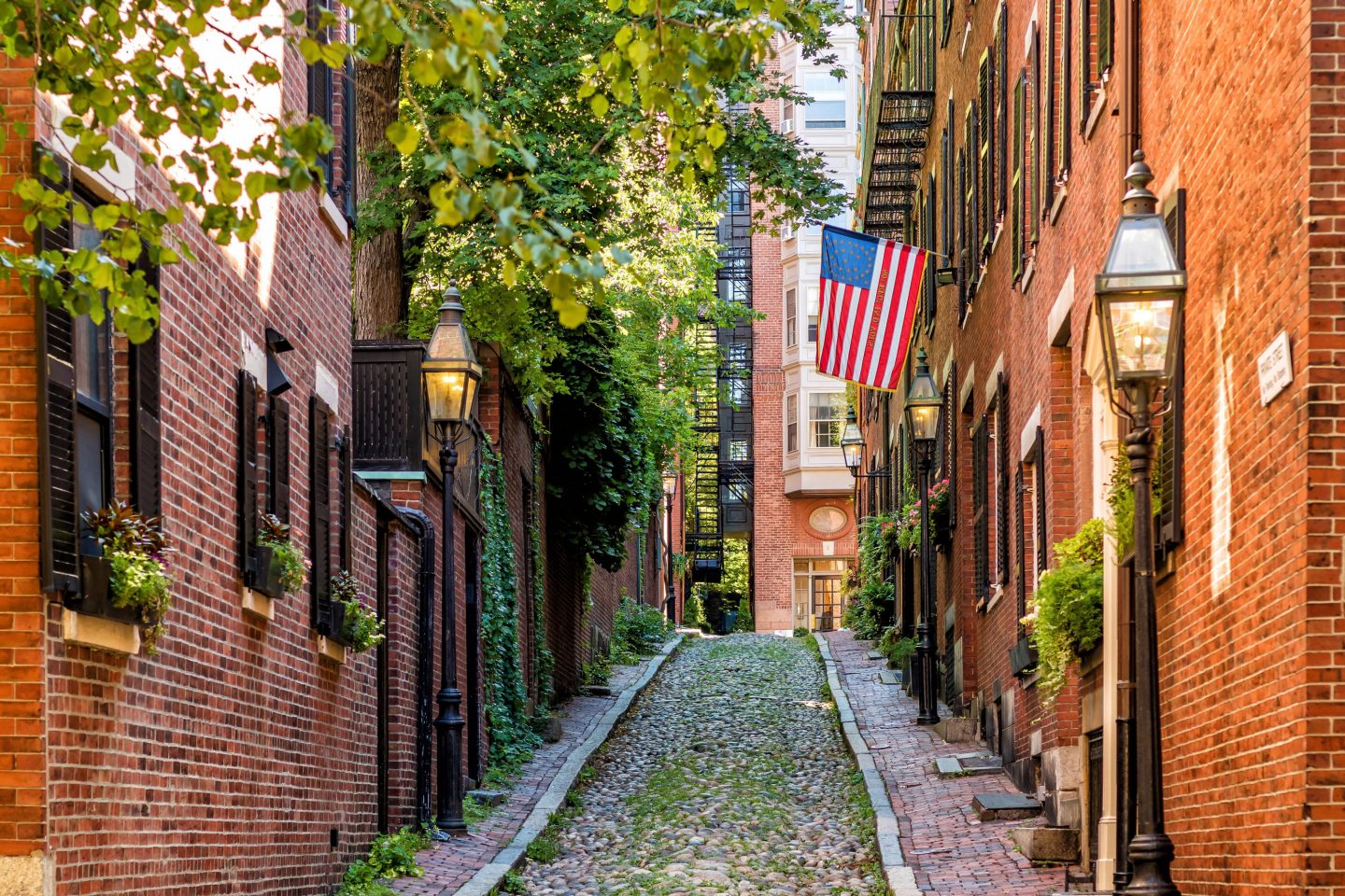 Una calle del centro historico de Boston.