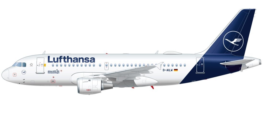 Avión de pasajeros Airbus A319-100 de corta y media distancia con la librea de Lufthansa.