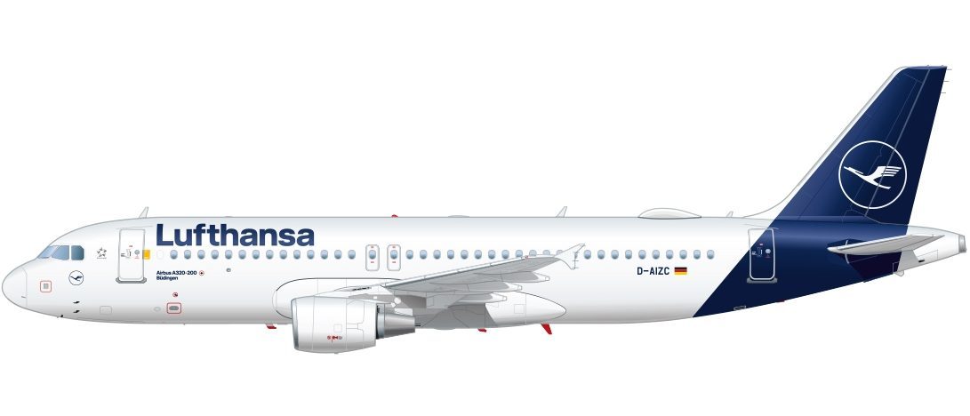 Avión de pasajeros Airbus A320-200 con la librea de Lufthansa.