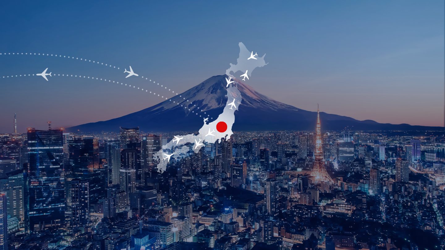 Image showing the routing from Europe to Japan including domestic flight