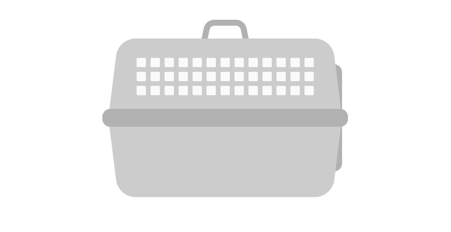 Diagram of a compliant pet carrier with a solid lower half and upper ventilation holes.