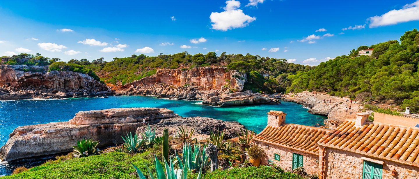 Idyllic view of Cala S'Almunia at the beautiful seaside of Mallorca, Spain Balearic Islands