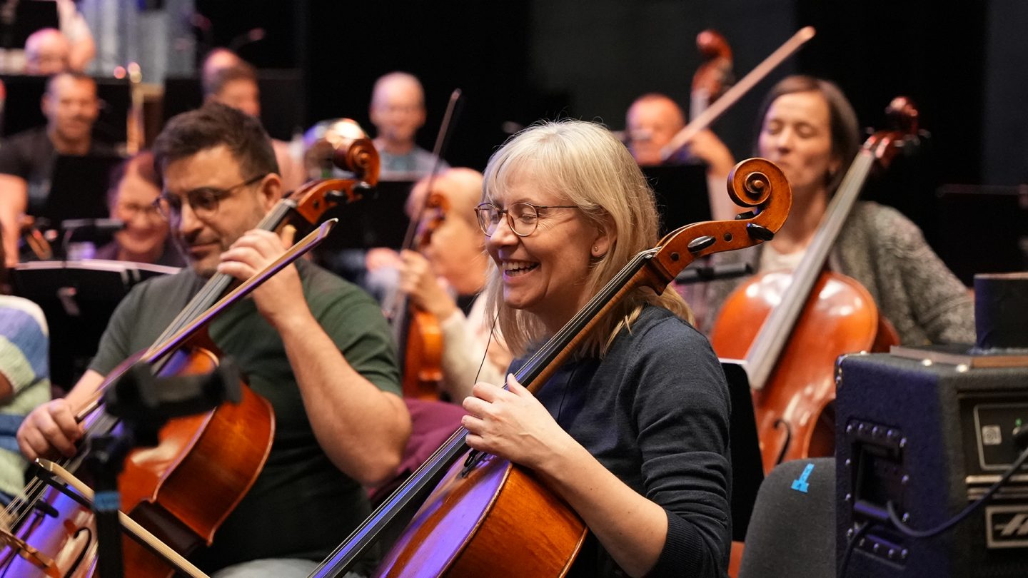 Orchestra rehearsal of the cellists at the Hamburg Schauspielhaus