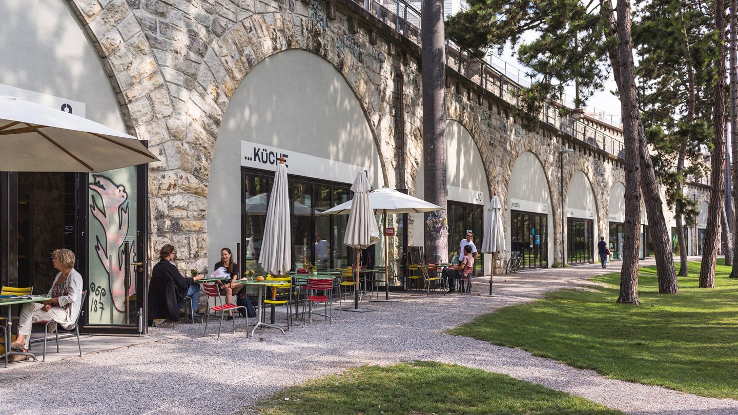 Restaurant Viadukt in District 5 with a terrace under viaduct arches