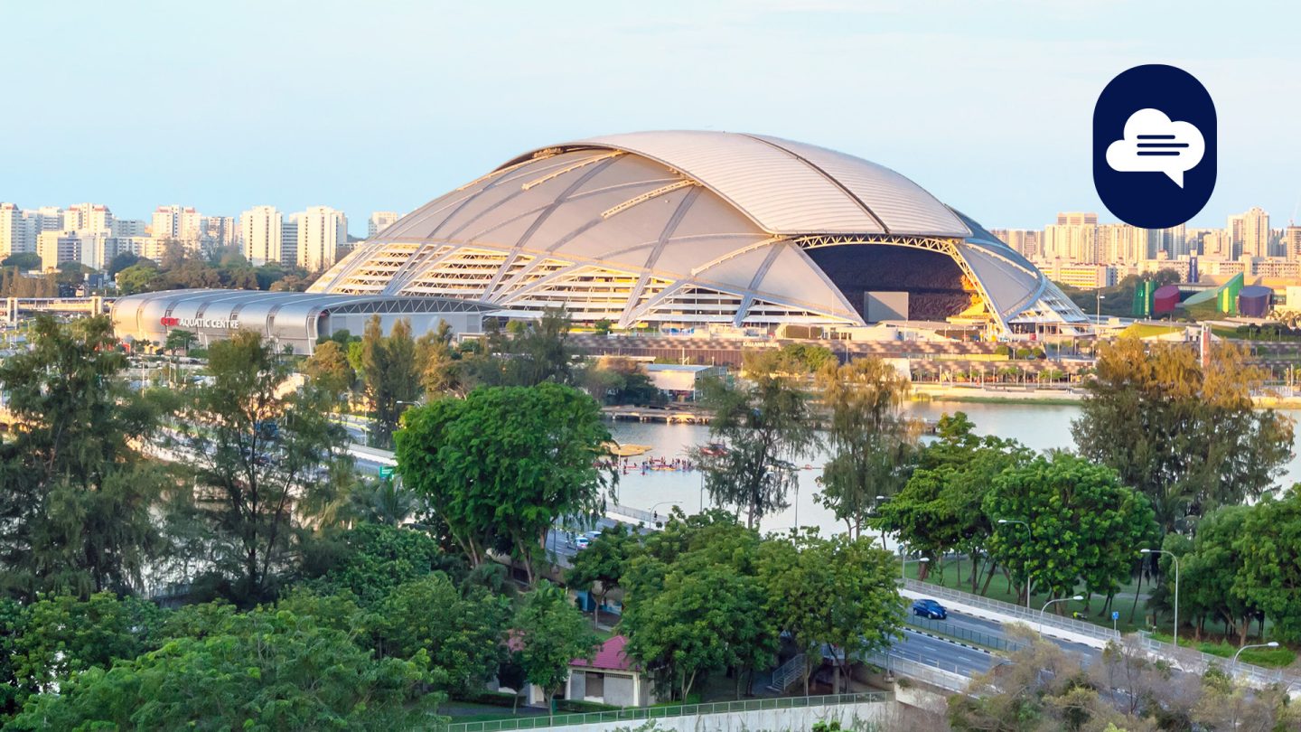 Team Stories: Außenansicht des National Stadium in Singapur